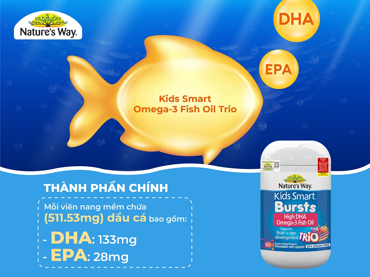 Nature's Way Omega-3 Fish Oil Trio - Bổ sung Omega 3 cho bé