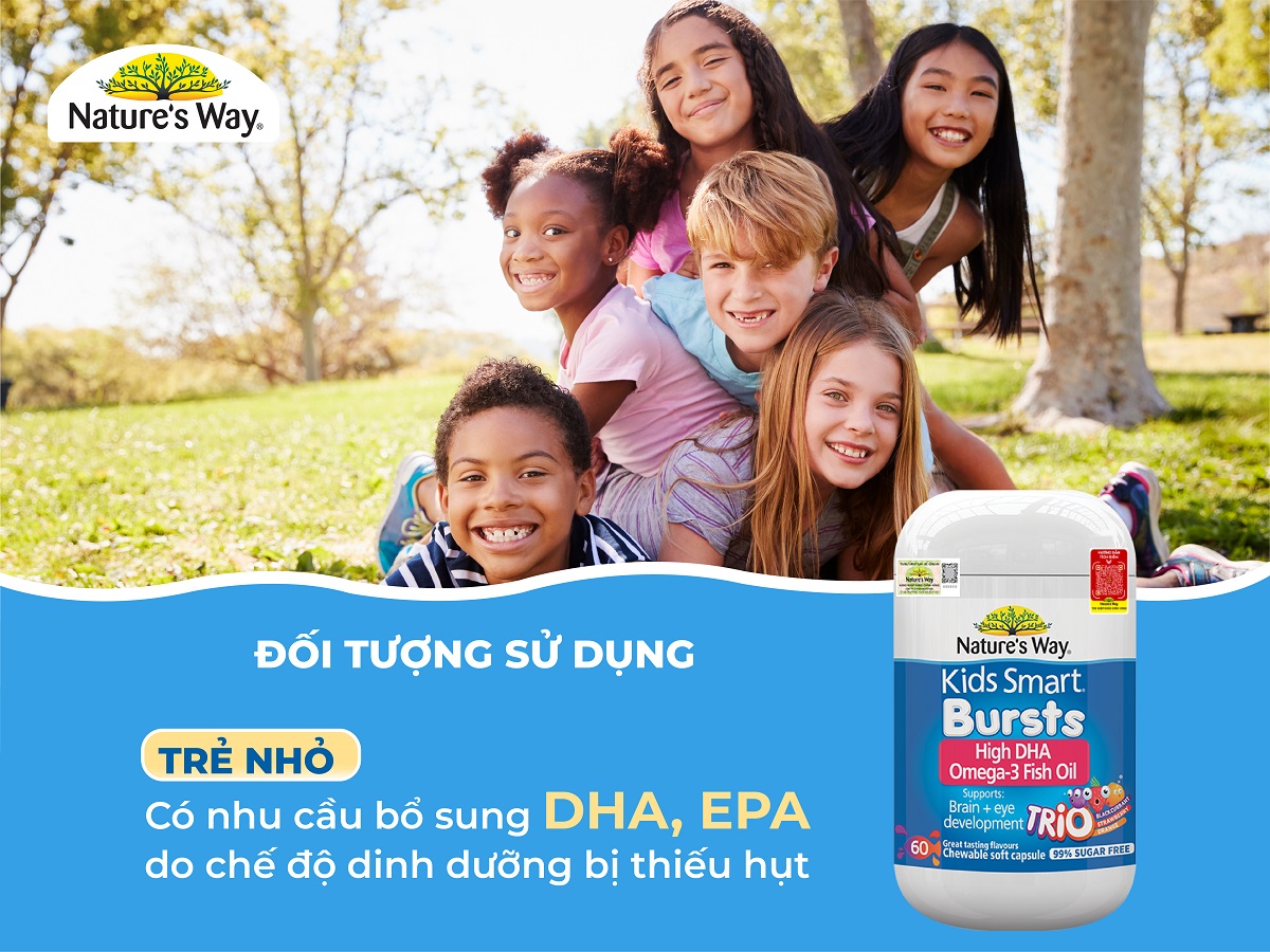 Nature'S Way Kids Smart Bursts High DHA Omega-3 Fish Oil Trio - Bổ sung Omega 3 cho bé