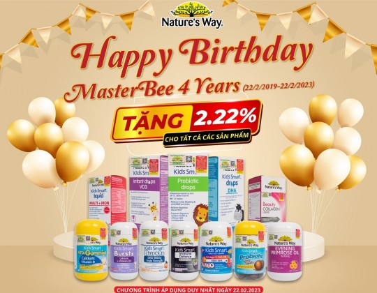 Mừng sinh nhật Master Bee 4 tuổi: Giảm ngay 2,22% giá trị toàn bộ sản phẩm