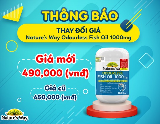 Thông báo: Tăng giá sản phẩm Nature's Way Odourless Fish Oil 1000mg