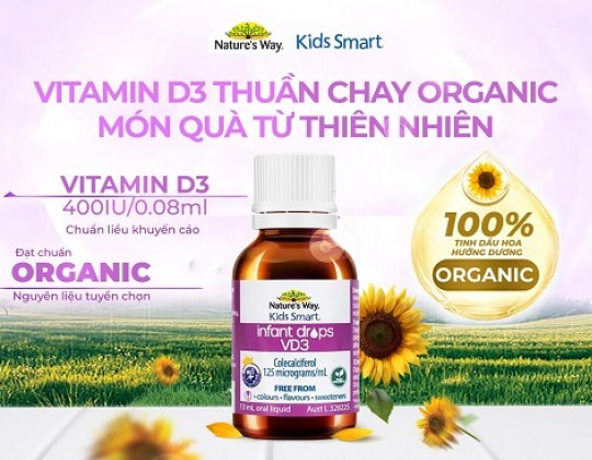 VD3 Nature’s Way - Vitamin D3 thuần Organic an toàn cho trẻ nhỏ