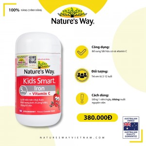 Nature's Way Kids Smart Iron + Vitamin C - Bổ sung sắt vị dâu thơm ngon