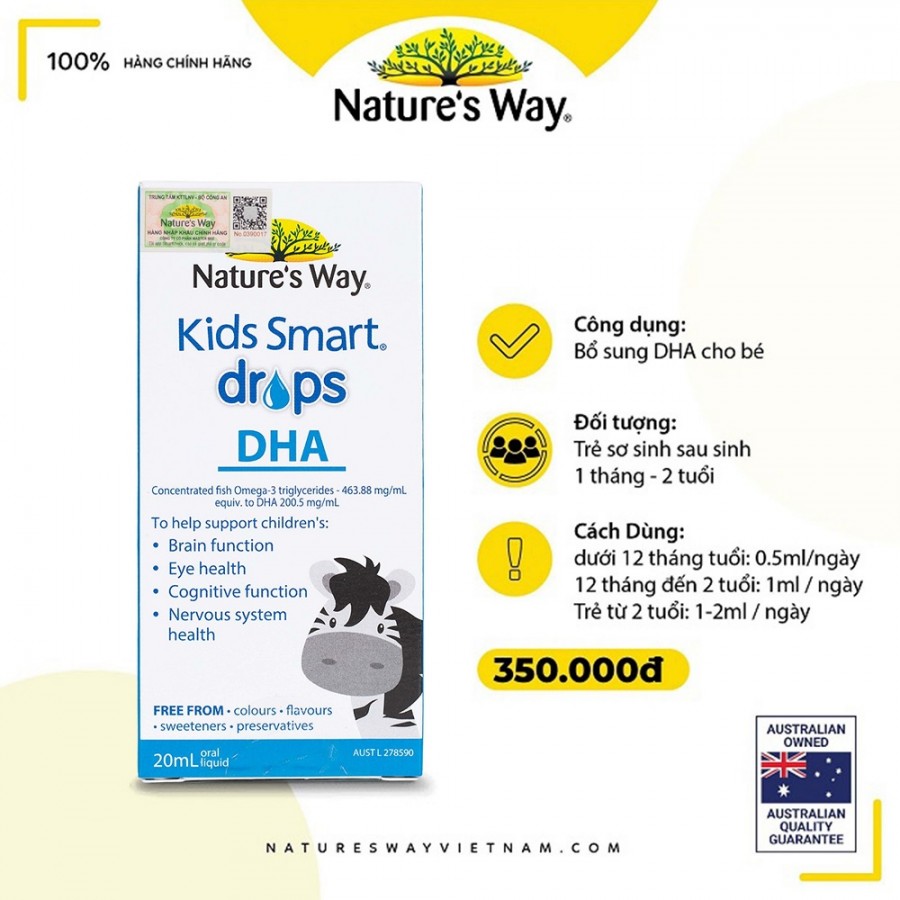 Nature's Way Kids Smart Drops DHA cho bé hỗ trợ phát triển não bộ, thị lực