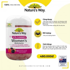Nature’s Way Adult Vita Gummies Women’s Multivitamin – Bổ sung vitamin và khoáng chất cho phụ nữ trưởng thành