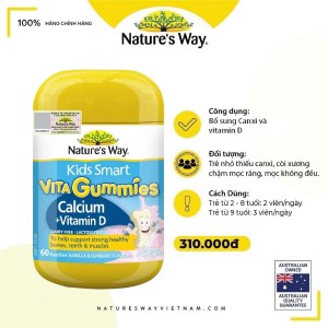 Nature's Way Vita Gummies Calcium + Vitamin D – Kẹo canxi cho bé