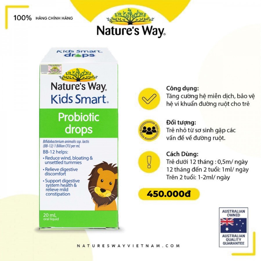 Nature’s Way Kids Smart Drops Probiotic – Bổ sung men vi sinh cho bé