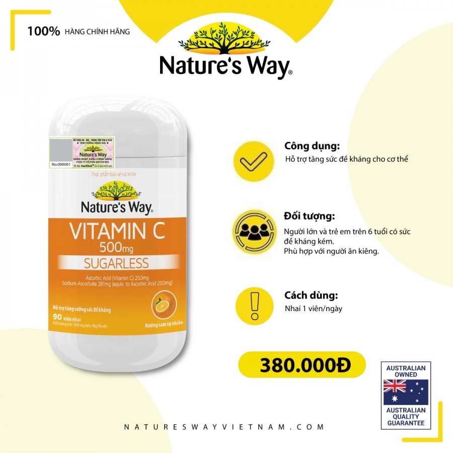 Nature’s Way Vitamin C 500mg – Bổ sung vitamin C hàm lượng cao giúp tăng đề kháng