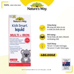 Nature's Way Kids Smart Multi Iron Liquid - Bổ sung sắt và các vi chất cần thiết cho trẻ nhỏ