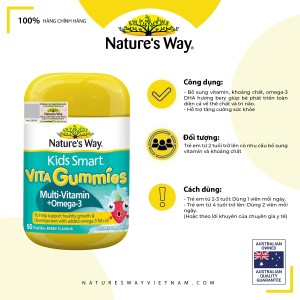 Nature’s Way Kids Smart Vita Gummies Multi-Vitamin + Omega-3 - Bổ sung các vi chất cần thiết và Omega-3