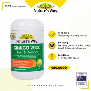 Nature’s Way Ginkgo 2000 Brain & Memory - Viên uống bổ não, tăng cường trí nhớ