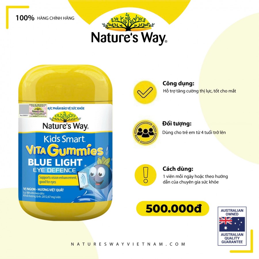 Nature's way VitaGummies Blue Light Eye Defence – Hỗ trợ tăng cường thị lực, bổ mắt cho trẻ em
