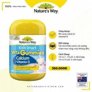 Nature's Way Vita Gummies Calcium + Vitamin D – Kẹo canxi cho bé