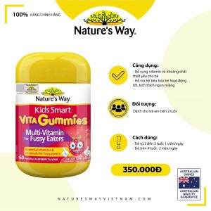 Vita Gummies Multi Vitamin For Fussy Eaters - Kích thích ăn ngon, hỗ trợ hệ tiêu hóa cho trẻ