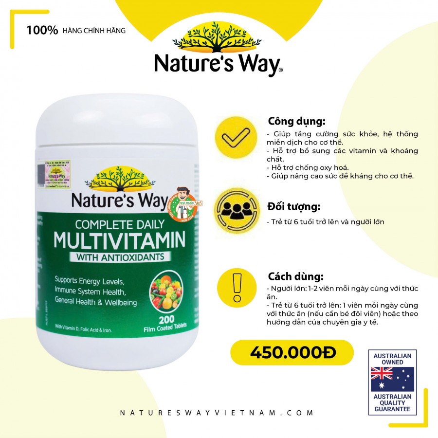 Nature’s Way Complete Daily Multivitamin - Bổ sung Vitamin và khoáng chất (200 viên)