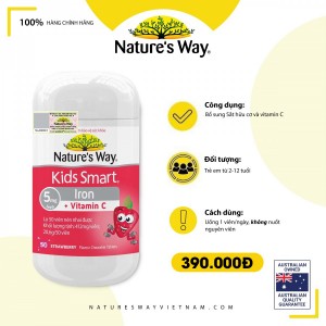Nature's Way Kids Smart Iron + Vitamin C - Bổ sung sắt vị dâu thơm ngon