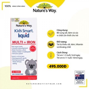 Nature's Way Kids Smart Multi Iron Liquid - Bổ sung sắt và các vi chất cần thiết cho trẻ nhỏ