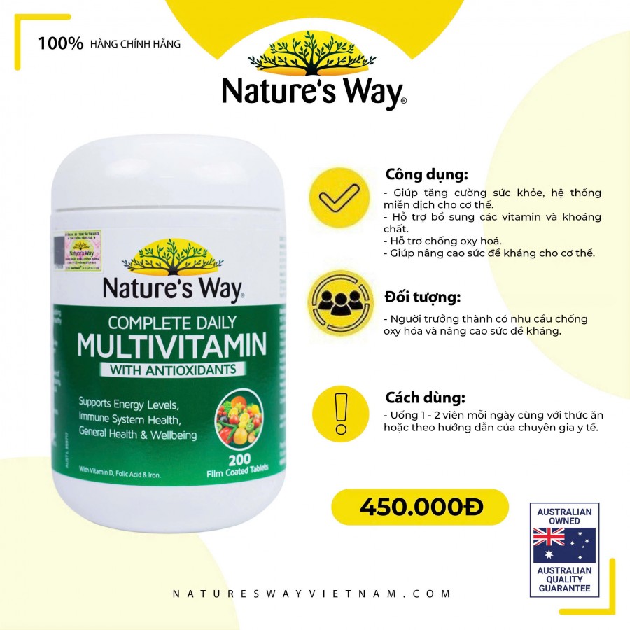 Nature’s Way Complete Daily Multivitamin - Bổ sung Vitamin và khoáng chất (200 viên)