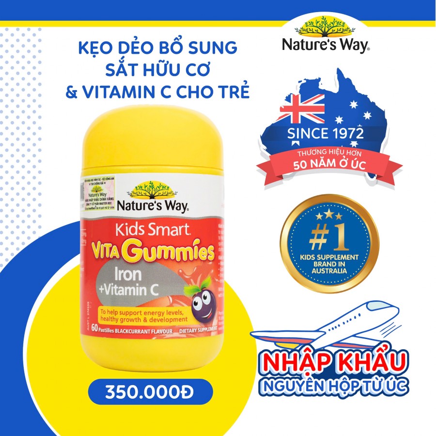 Nature’s Way Kids Smart Vita Gummies Iron + Vitamin C – Bổ sung sắt hữu cơ và vitamin C cho trẻ