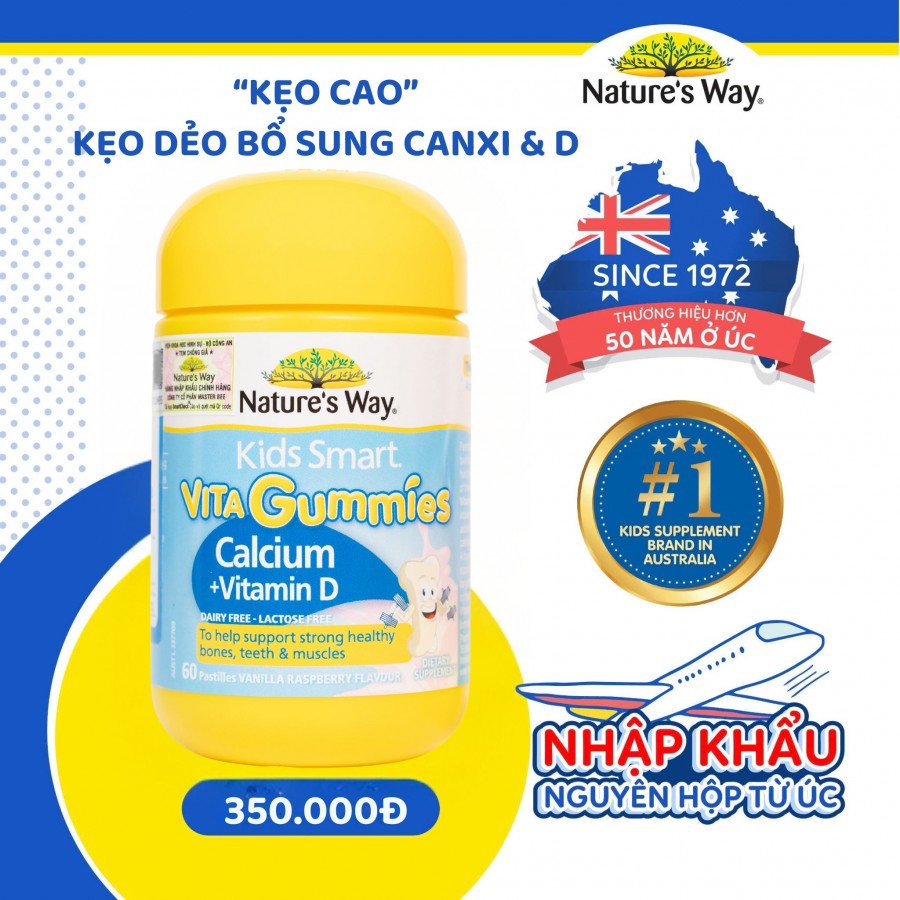 Nature's Way Vita Gummies Calcium + Vitamin D – Kẹo canxi cho bé