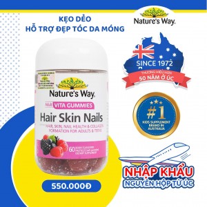 Nature’s Way Adult Vita Gummies Hair Skin Nails – Bổ sung Vitamin C, E, Biotin và kẽm hỗ trợ da, tóc móng khỏe mạnh