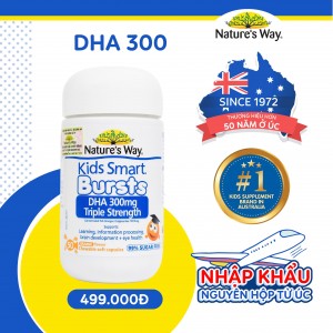 Nature's Way Kids Smart Bursts DHA 300mg Triple Strength - Bổ sung DHA, hỗ trợ tốt cho não bộ và mắt.