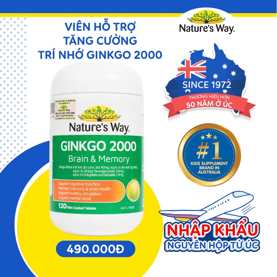 Nature’s Way Ginkgo 2000 Brain & Memory - Viên uống hỗ trợ tăng cường trí nhớ