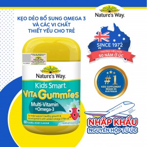 Nature’s Way Kids Smart Vita Gummies Multi-Vitamin + Omega-3 - Bổ sung các vi chất cần thiết và Omega-3