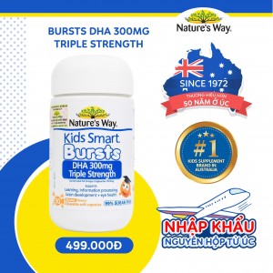 Nature's Way Kids Smart Bursts DHA 300mg Triple Strength - Bổ sung DHA, hỗ trợ tốt cho não bộ và mắt.