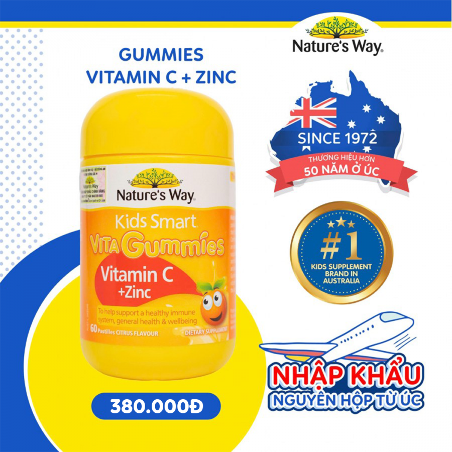Nature’s Way Kids Smart Vita Gummies Vitamin C + ZinC – Bổ sung kẽm và vitamin C, hỗ trợ sức đề kháng cho trẻ