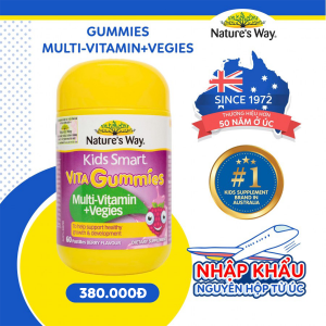 Nature's Way Kids Smart Vita Gummies Multi-vitamin+Vegies - Bổ sung Vitamin, hỗ trợ tăng cường sức khỏe