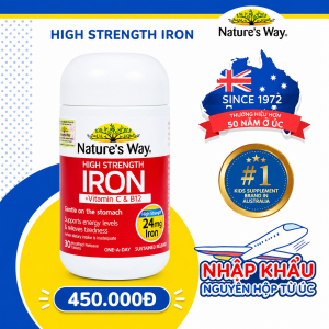 Nature’s Way High Strength Iron + Vitamin C&B12 – Hỗ trợ bổ sung Sắt, Vitamin C & B12 cho cơ thể