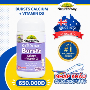 Nature's Way Kids Smart Calcium + Vitamin D3 Bursts - Hỗ trợ hệ xương và răng chắc khỏe cho trẻ