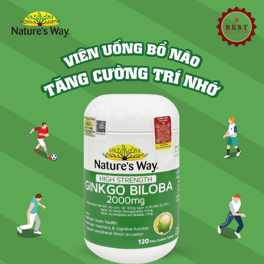 Nature's Way Ginkgo Biloba 2000mg - Viên uống bổ não, tăng cường trí nhớ