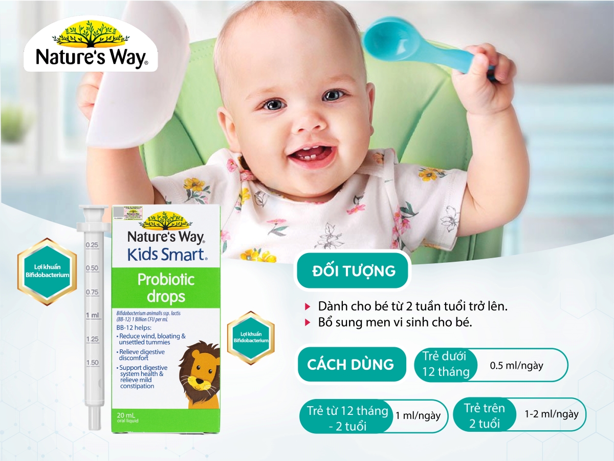 Nature’s Way Kids Smart Drops Probiotic – Bổ sung men vi sinh cho bé