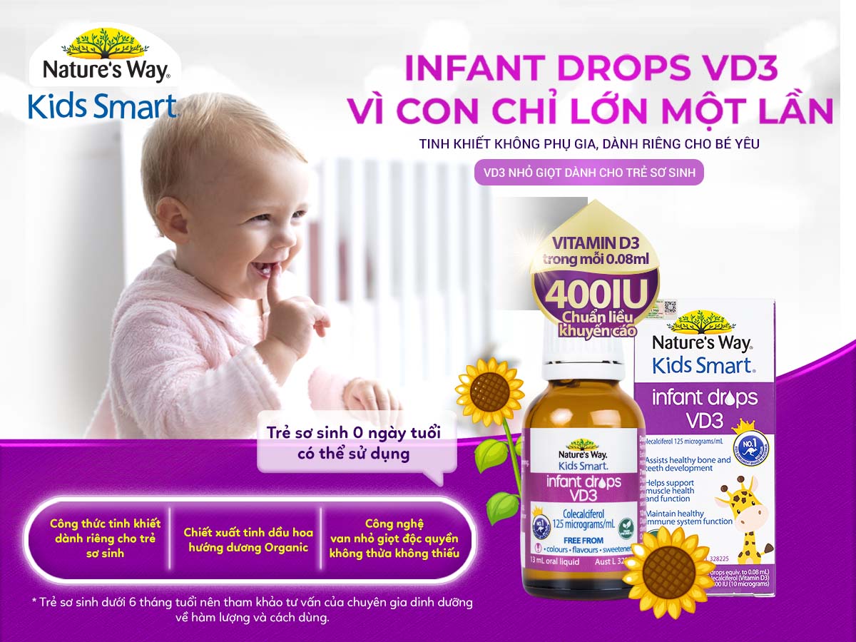 Nature's Way Kids Smart Infant Drops Vd3 - Bổ sung Vitamin D3 cho bé