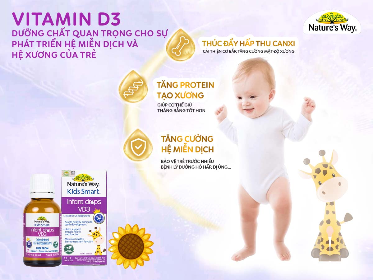 Nature's Way Kids Smart Infant Drops VD3 - Bổ sung vitamin D3 cho bé