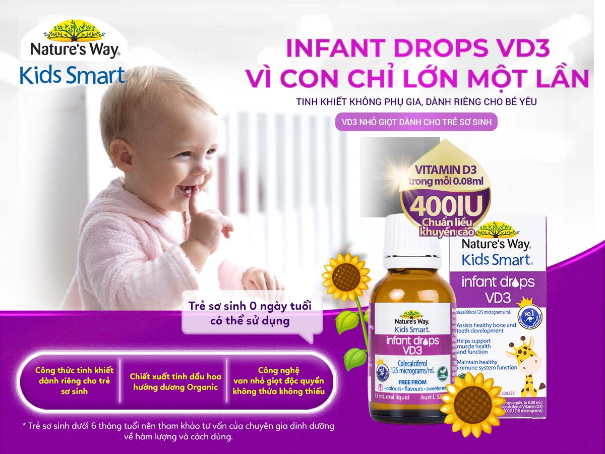 Nature's Way Kids Smart Infant Drops Vd3 - Bổ sung Vitamin D3 cho bé