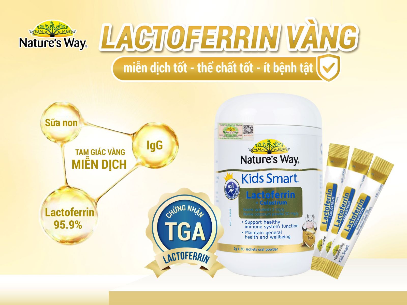 Nature’s Way Kids Smart Lactoferrin + Colostrum – Hỗ trợ tăng cường đề kháng, miễn dịch cho bé