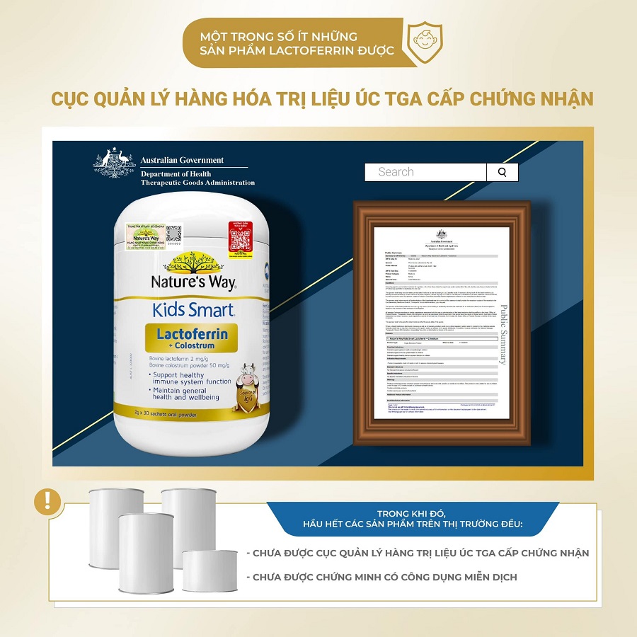 Nature’s Way Kids Smart Lactoferrin + Colostrum – Hỗ trợ tăng cường đề kháng, miễn dịch cho bé