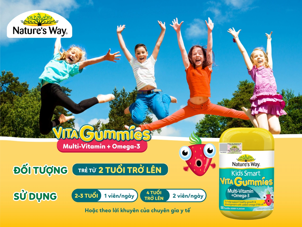 Nature’s Way Kids Smart Vita Gummies Multi-Vitamin + Omega-3 - Bổ sung các vi chất cần thiết và Omega-3