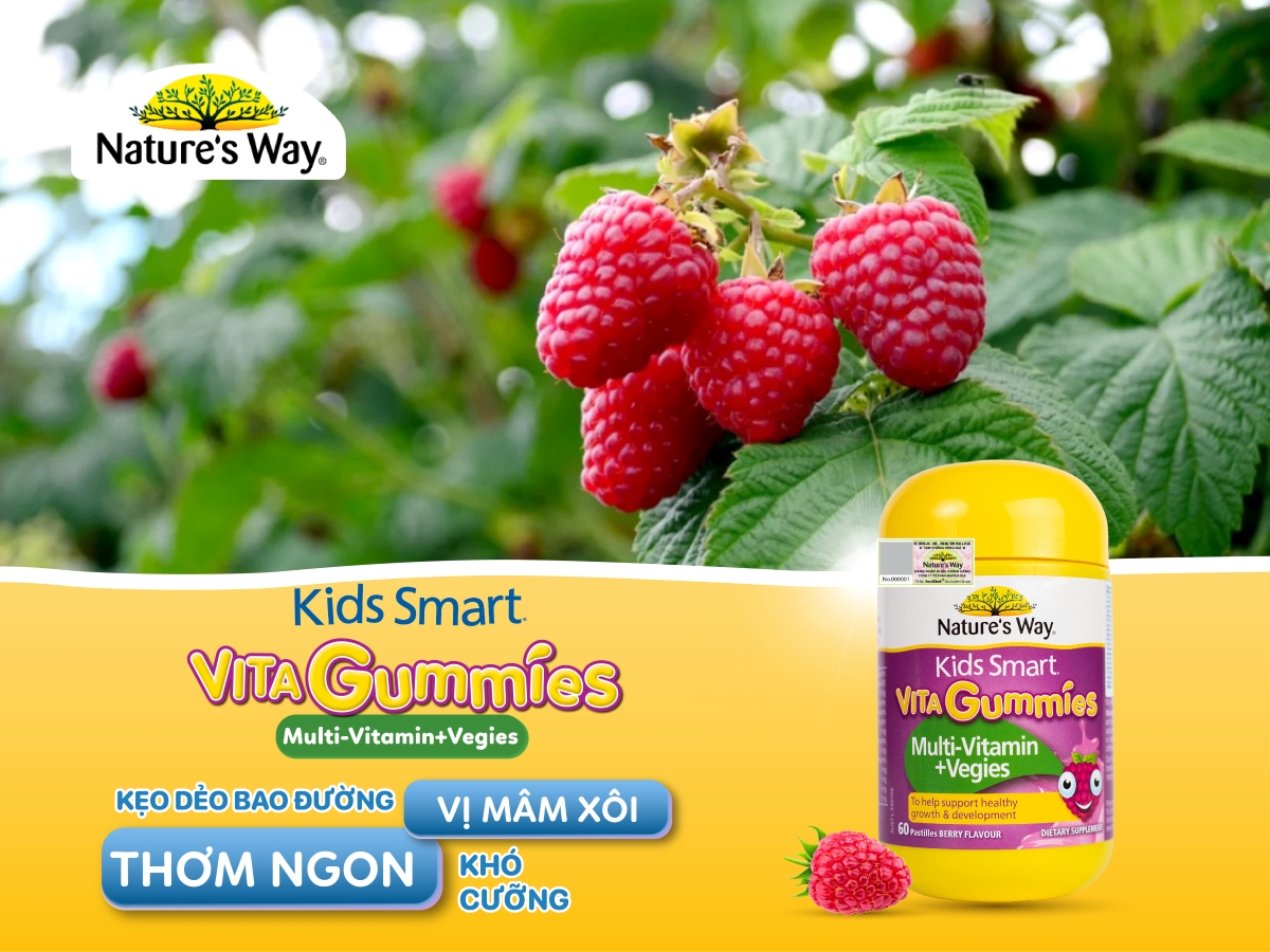 Nature's Way Kids Smart Vita Gummies Multi-vitamin+Vegies - Vitamin từ rau củ hỗ trợ bé tăng trưởng và phát triển