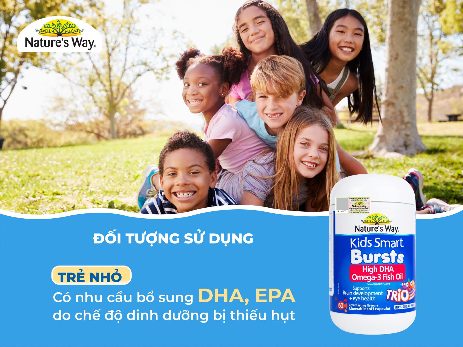 Nature'S Way Kids Smart Bursts High DHA Omega-3 Fish Oil Trio - Bổ sung Omega 3 cho bé