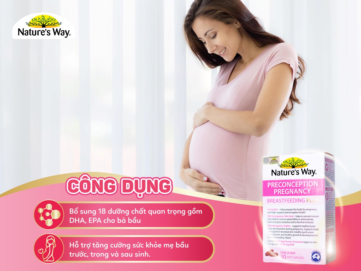 Nature's Way PreConception Pregnancy Breastfeeding Plus - Bổ sung vitamin tổng hợp cho bà bầu