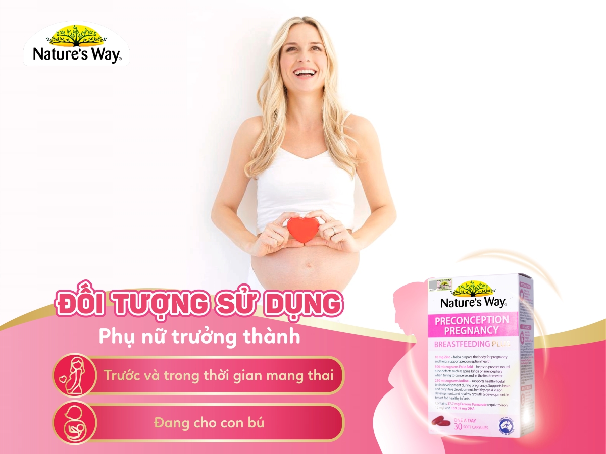 Nature's Way PreConception Pregnancy Breastfeeding Plus - Bổ sung vitamin tổng hợp cho bà bầu