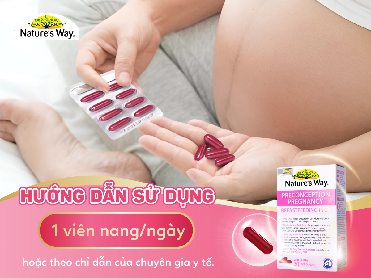 Nature's Way PreConception Pregnancy Breastfeeding Plus - Bổ sung vitamin tổng hợp cho bà bầu