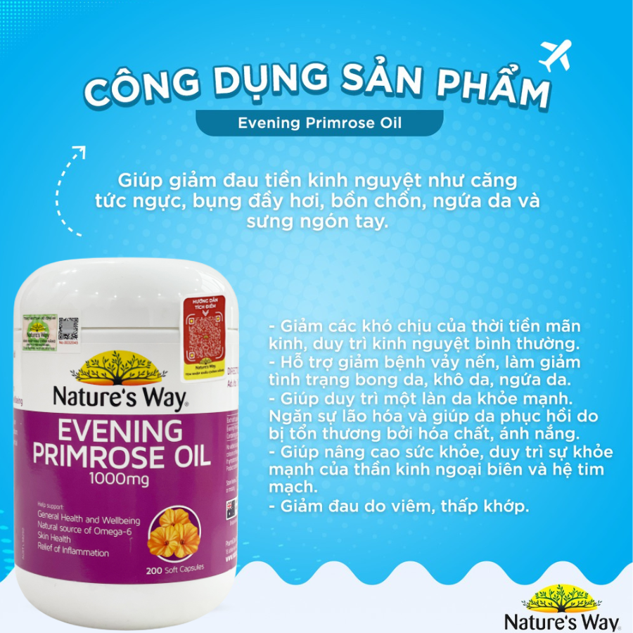 Nature'S Way Evening Primrose Oil 1000Mg - Hỗ trợ da và nội tiết