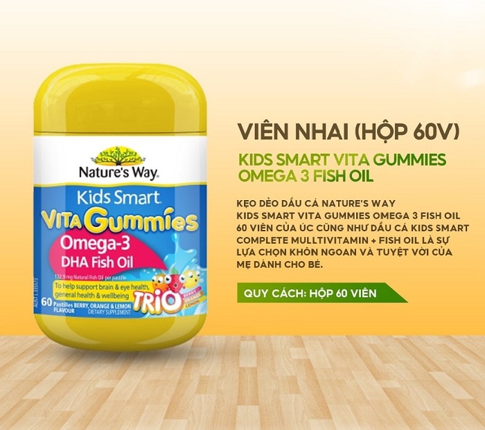 Nature’s Way Kids Smart Vita Gummies Omega 3 DHA Fish Oil – Kẹo bổ sung DHA cho bé