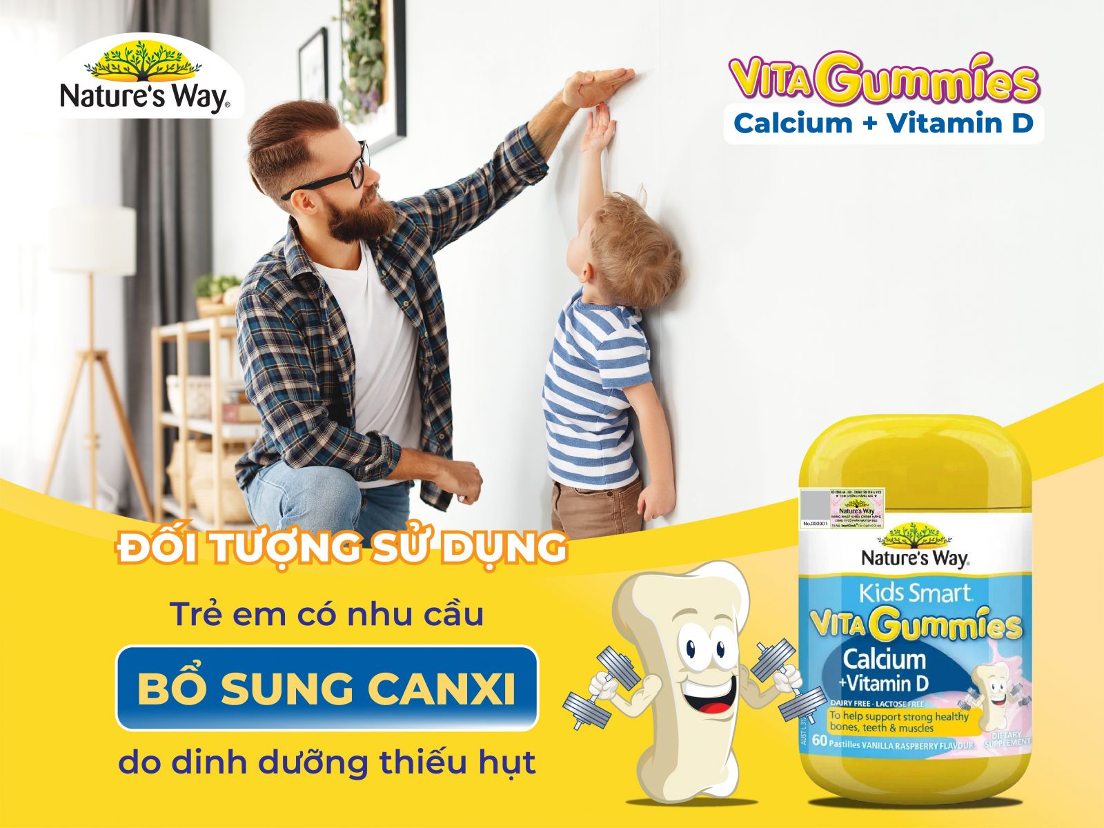 Nature's Way Vita Gummies Calcium + Vitamin D – Kẹo canxi cho bé